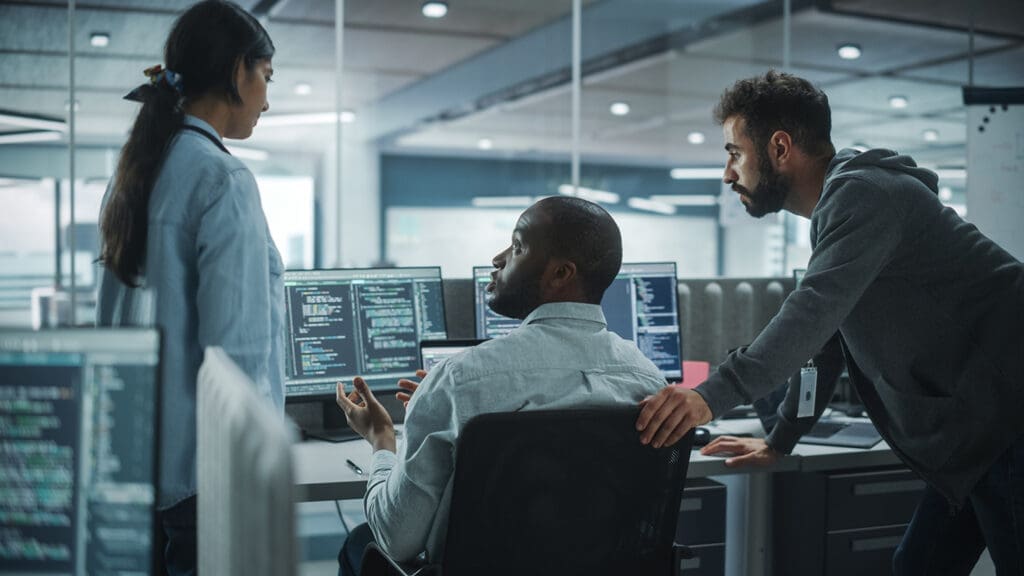 a team having a meeting about cybersecurity incident response plan